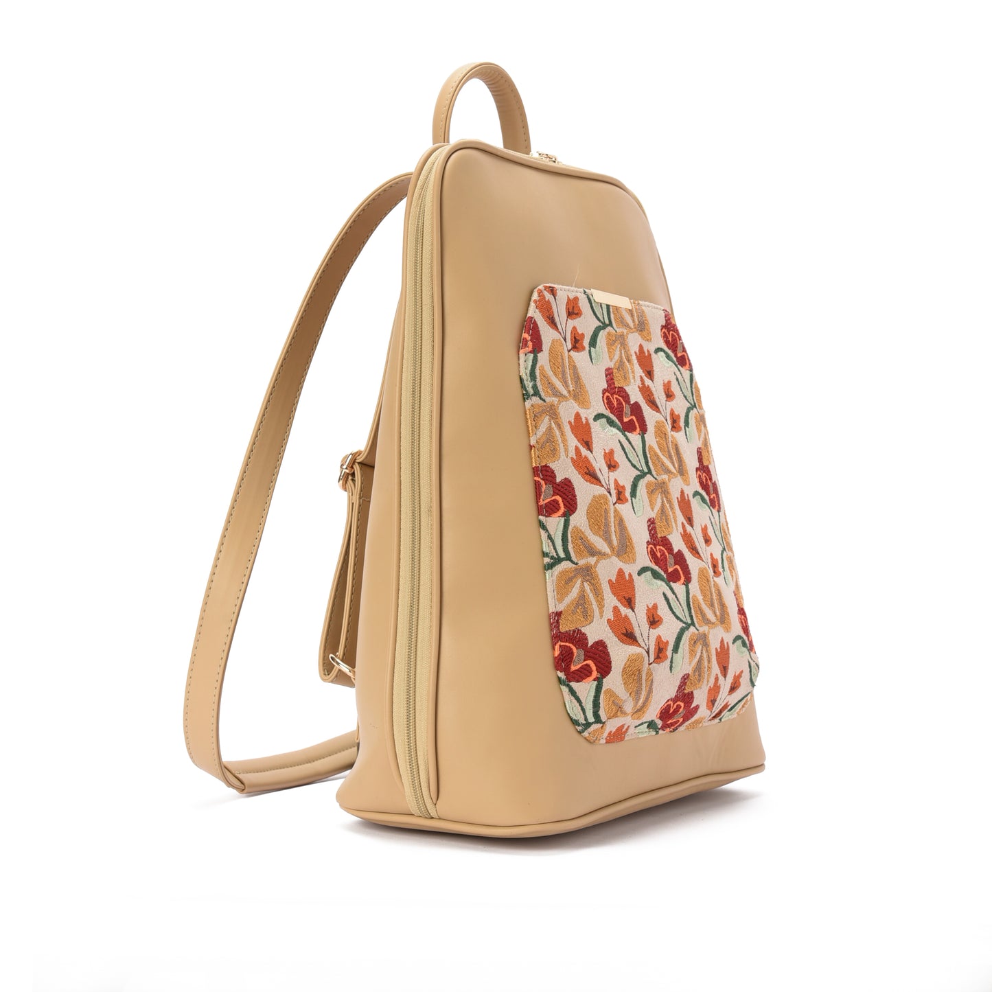 Laptop Beige with Autumn embroideries fabric Backpack/Cross