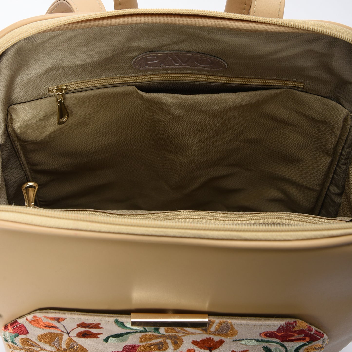 Laptop Beige with Autumn embroideries fabric Backpack/Cross
