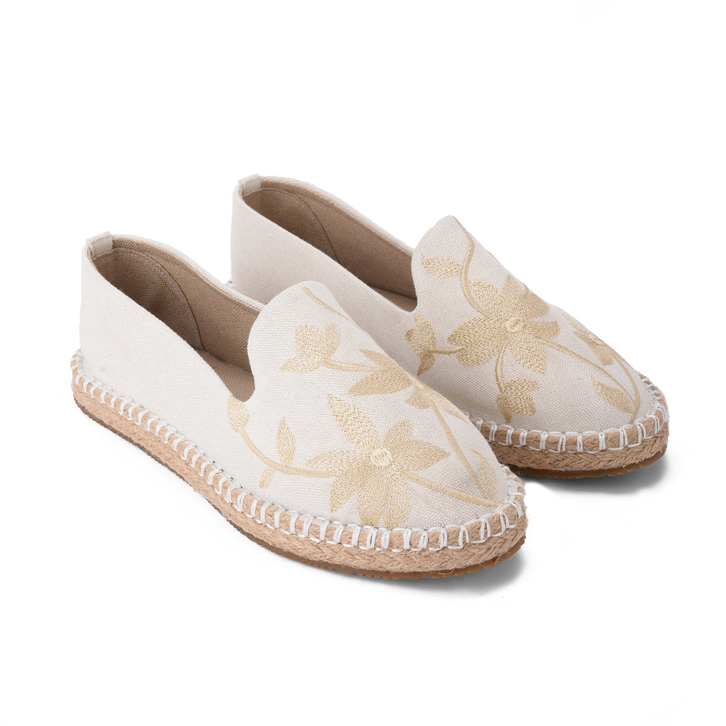 Beige Floral Espadrilles - PAVO Egypt