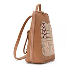 Laptop Cafe with Rust embroideries fabric Backpack/Cross