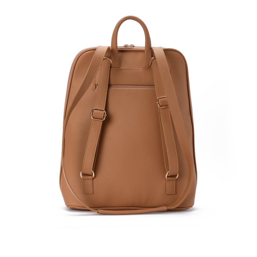 Laptop Cafe with Rust embroideries fabric Backpack/Cross