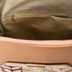 Laptop Cafe with Rust embroideries fabric Backpack/Cross