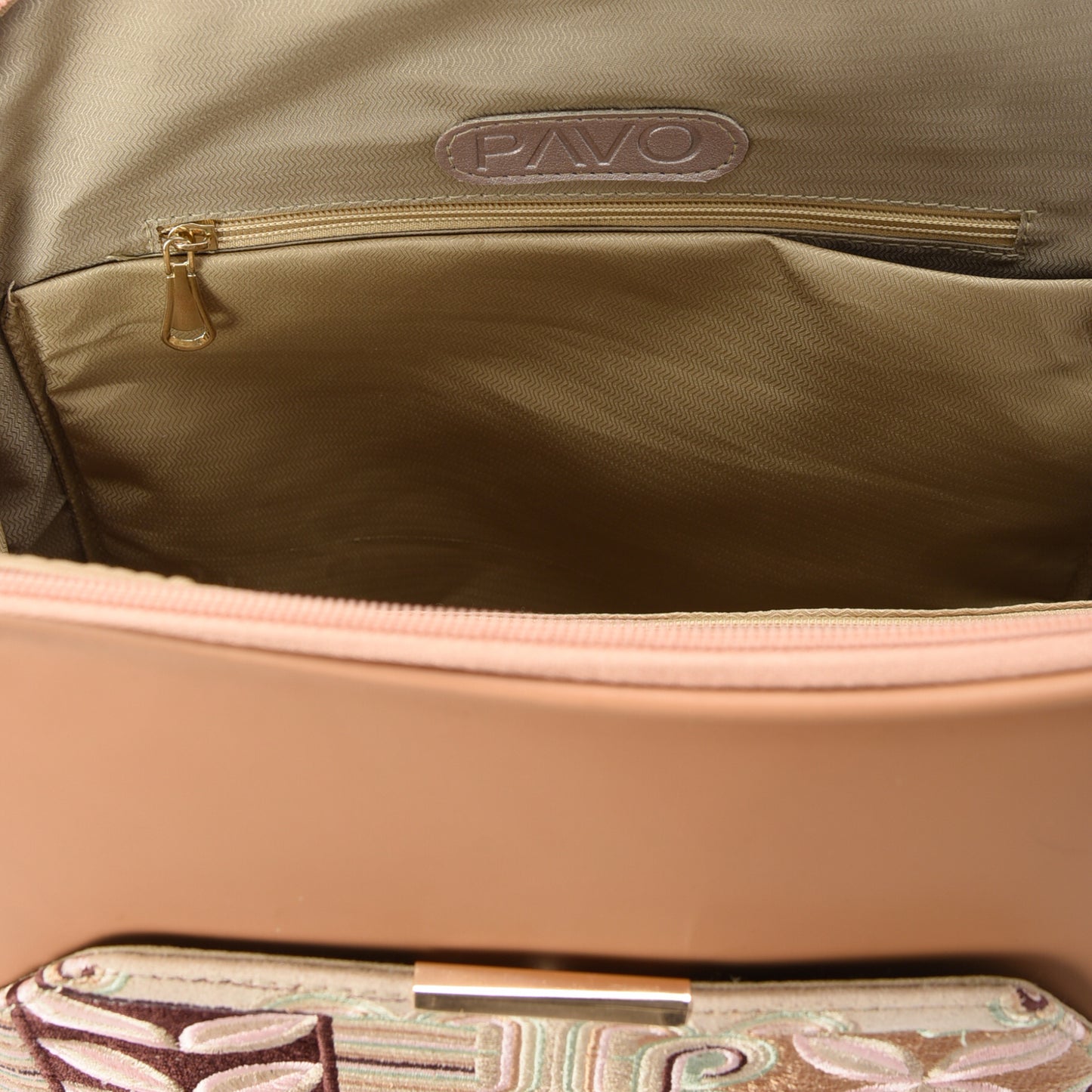 Laptop Cafe with Rust embroideries fabric Backpack/Cross