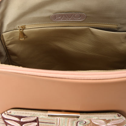 Laptop Cafe with Rust embroideries fabric Backpack/Cross