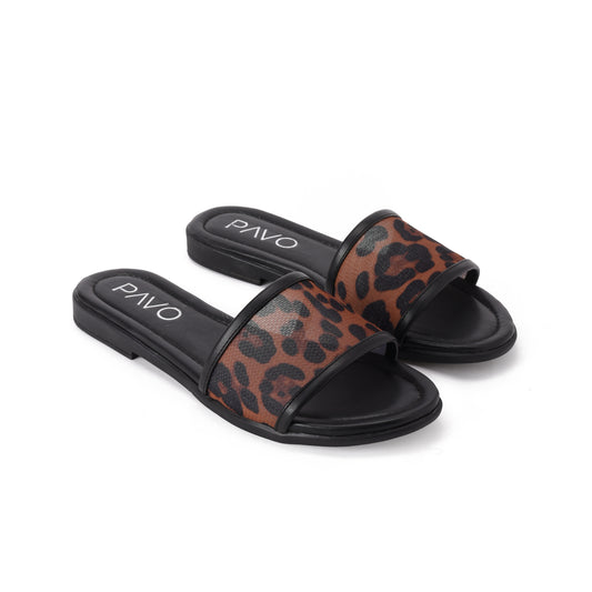 Black Leopard Slipper