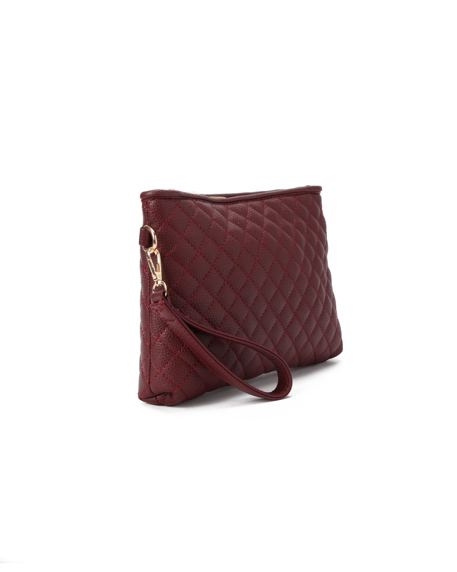 Burgundy Quilted Clutch pavoegypt