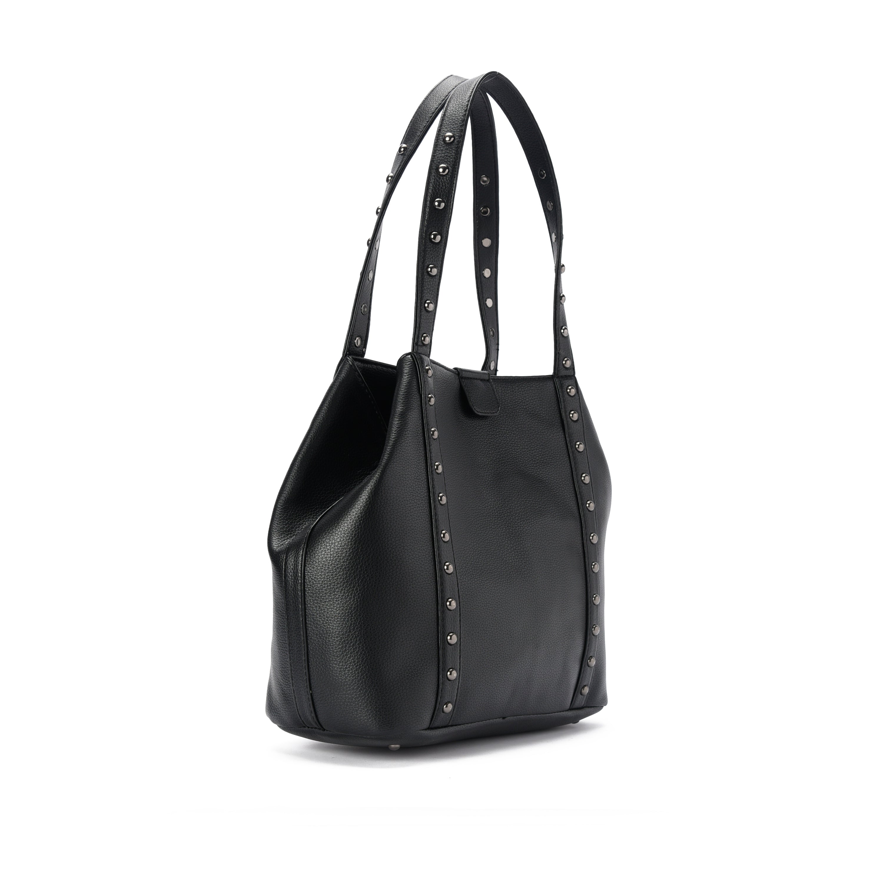 Black leather Stud Handbag