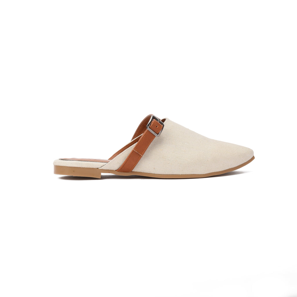 White Denim Mule