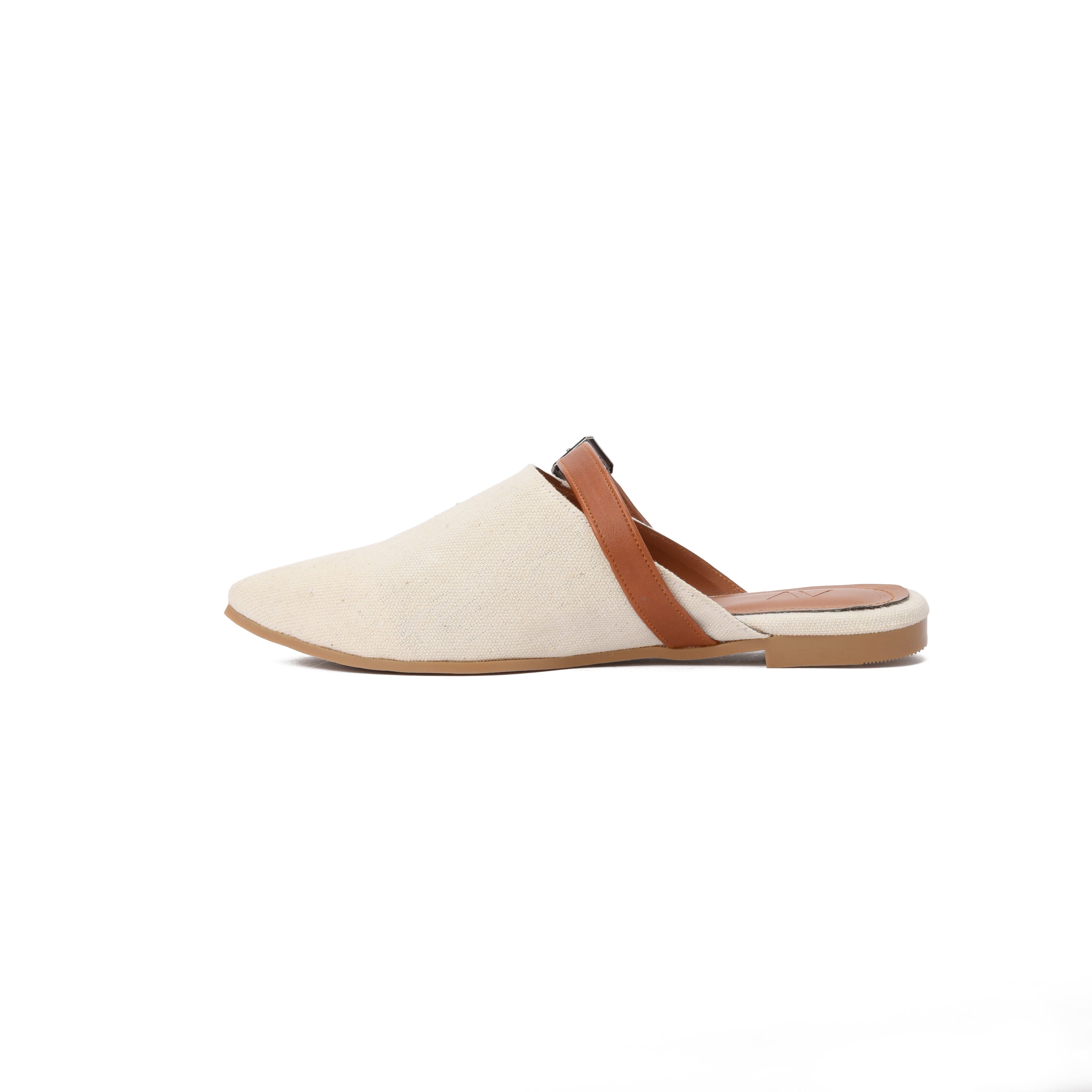 White Denim Mule