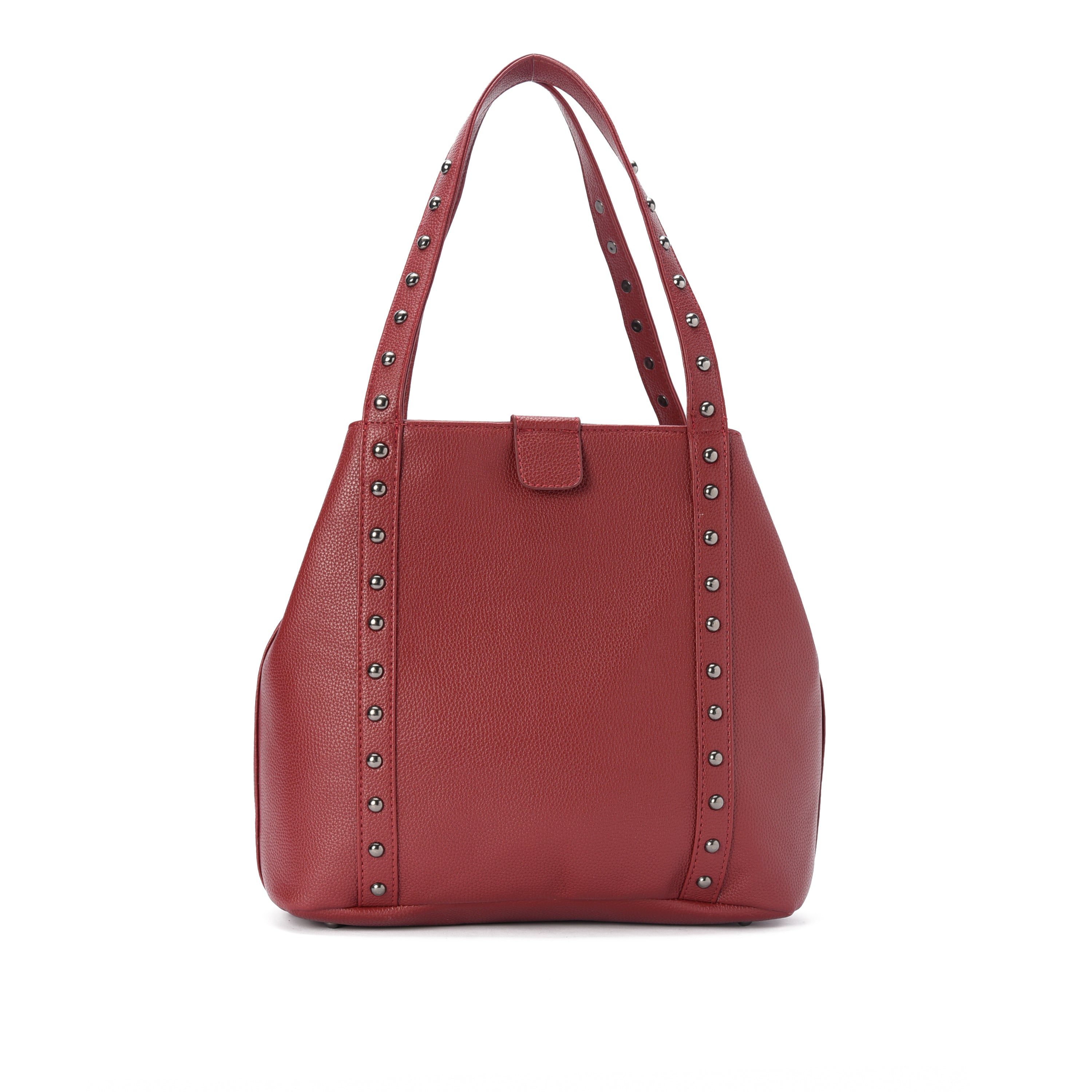 Burgundy leather Stud Handbag