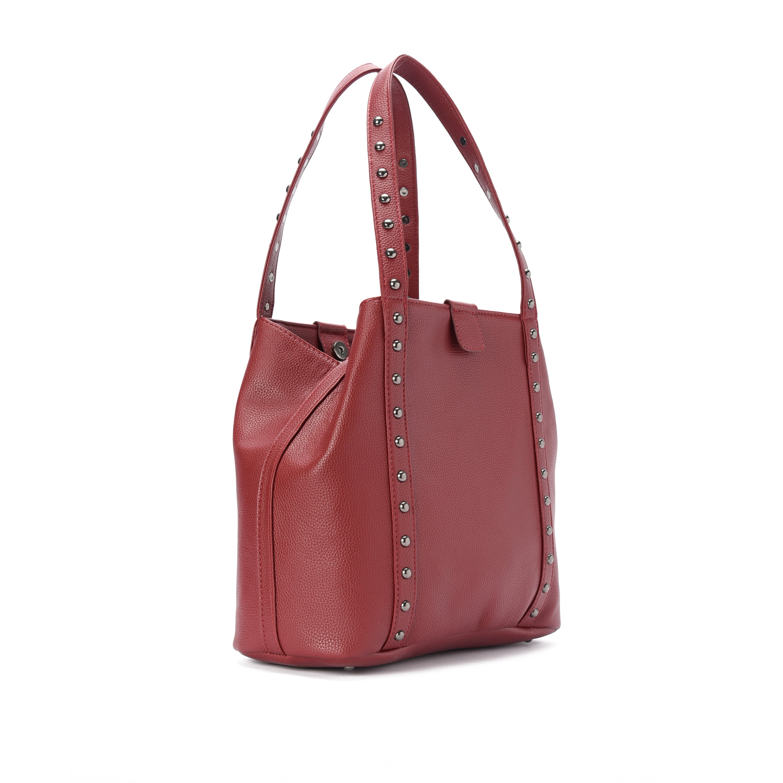 Burgundy leather Stud Handbag