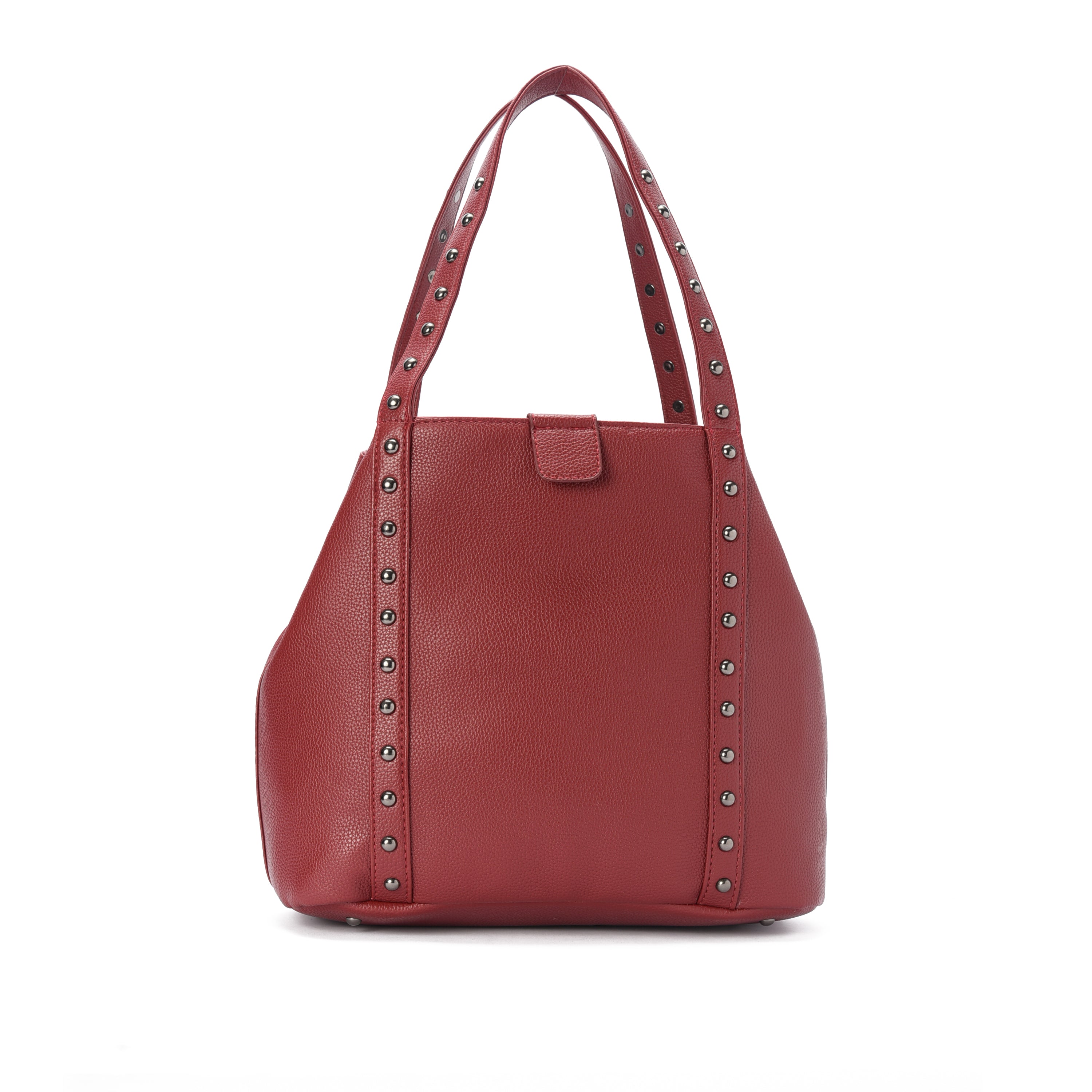 Burgundy leather Stud Handbag