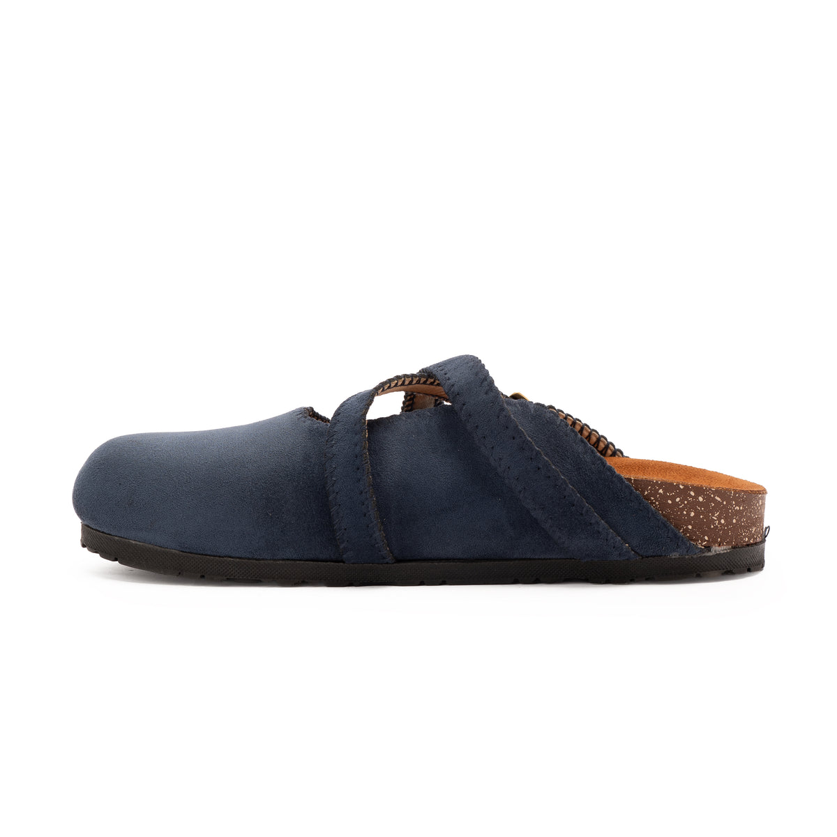 Navy Double Buckle Mule