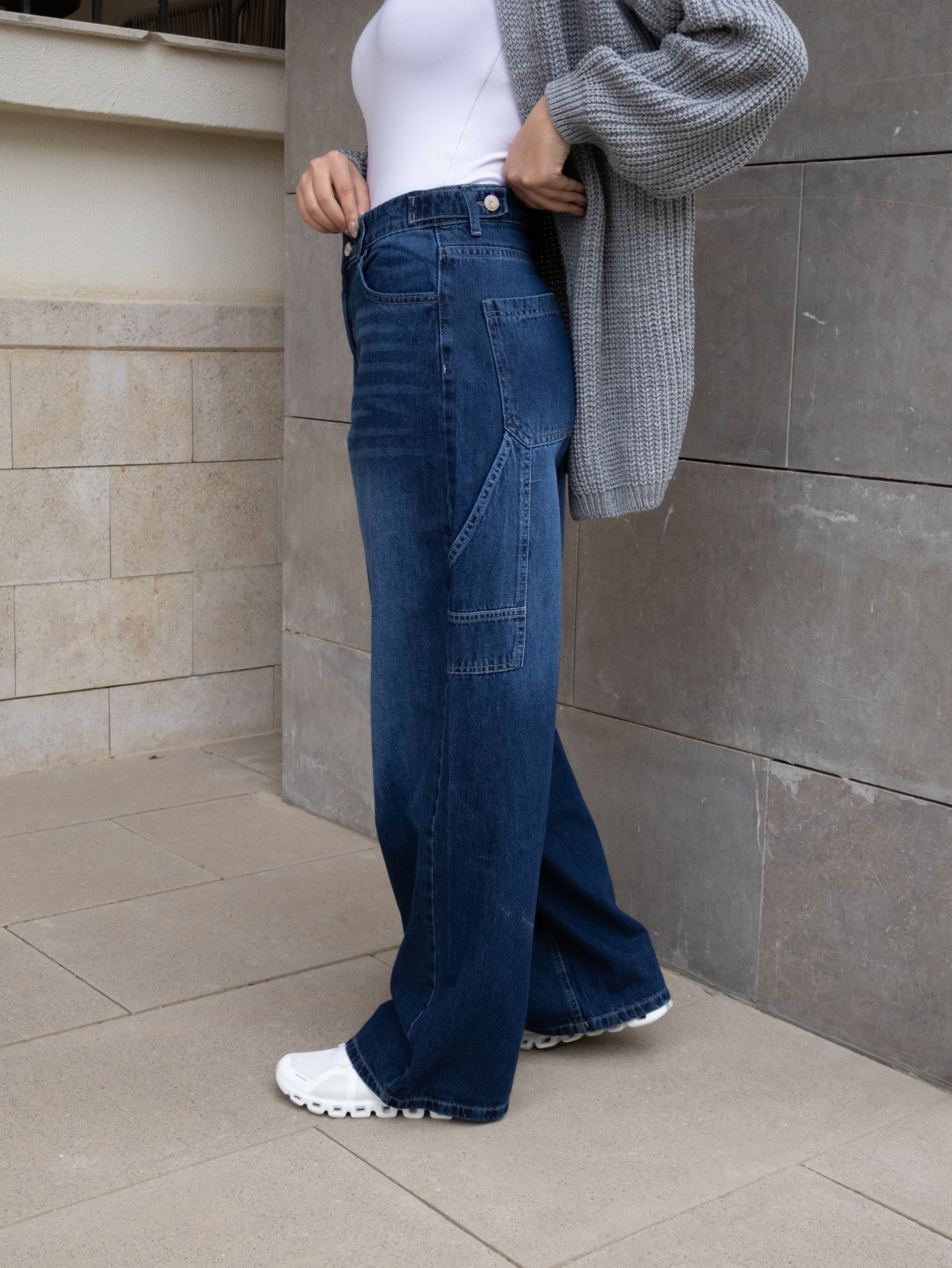Navy Blue Cargo Jeans - PAVO Egypt