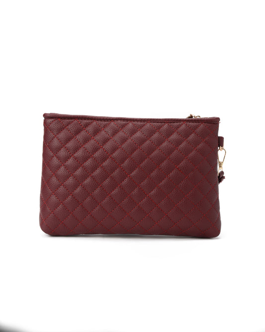 Burgundy Quilted Clutch pavoegypt