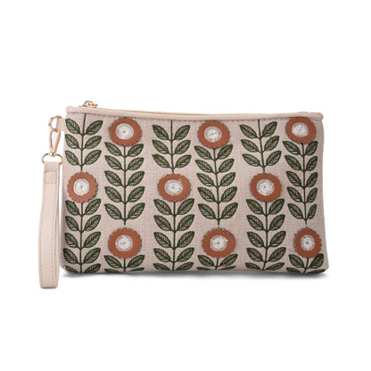 Beige floral Clutch