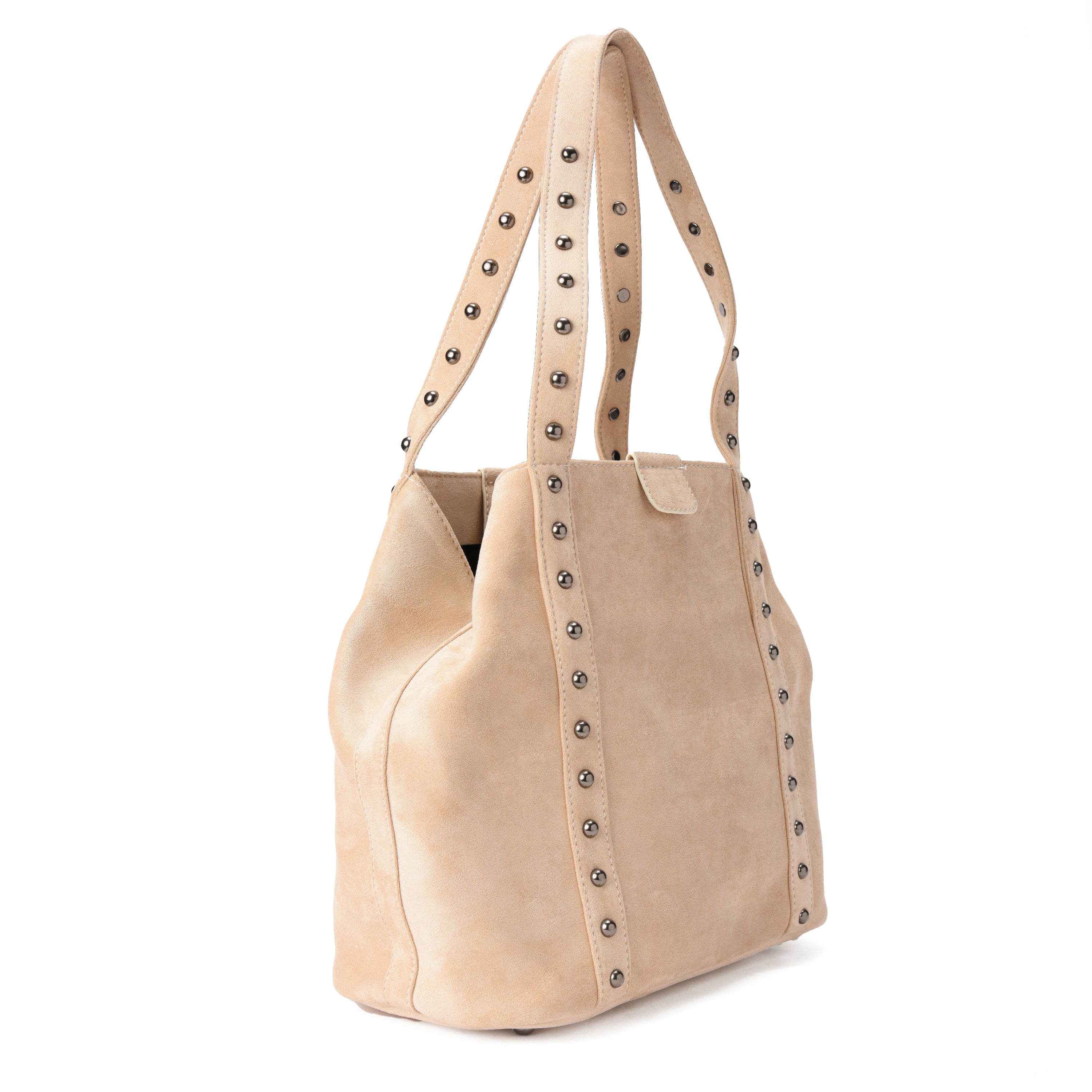 Beige Stud Handbag