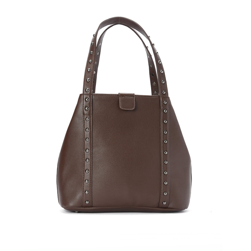Brown leather Stud Handbag