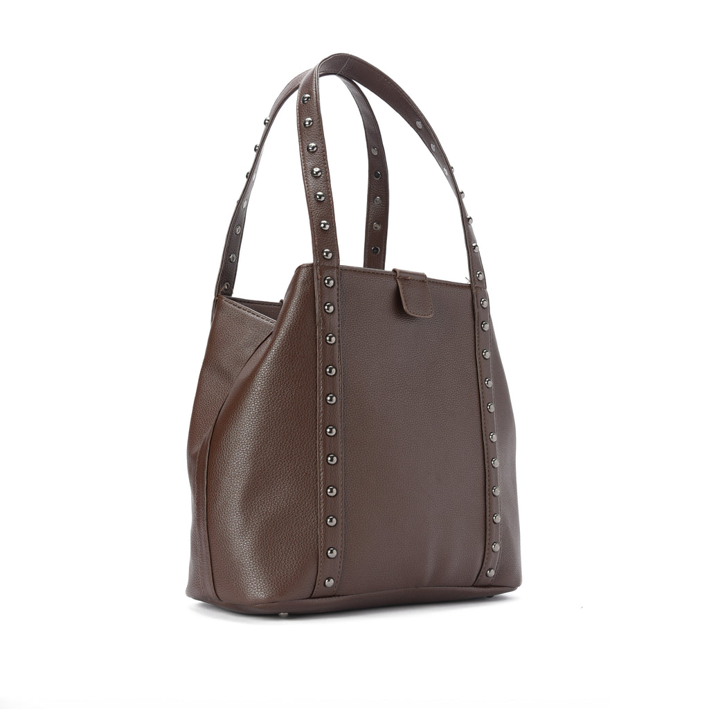 Brown leather Stud Handbag