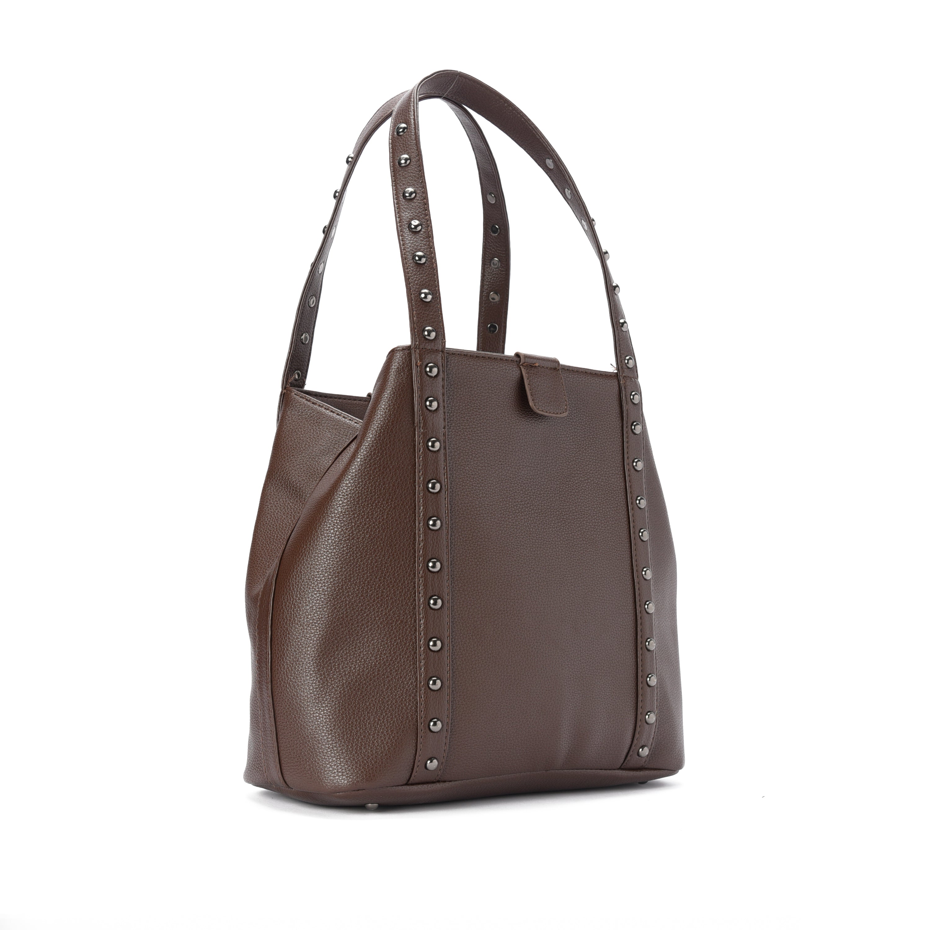 Brown leather Stud Handbag