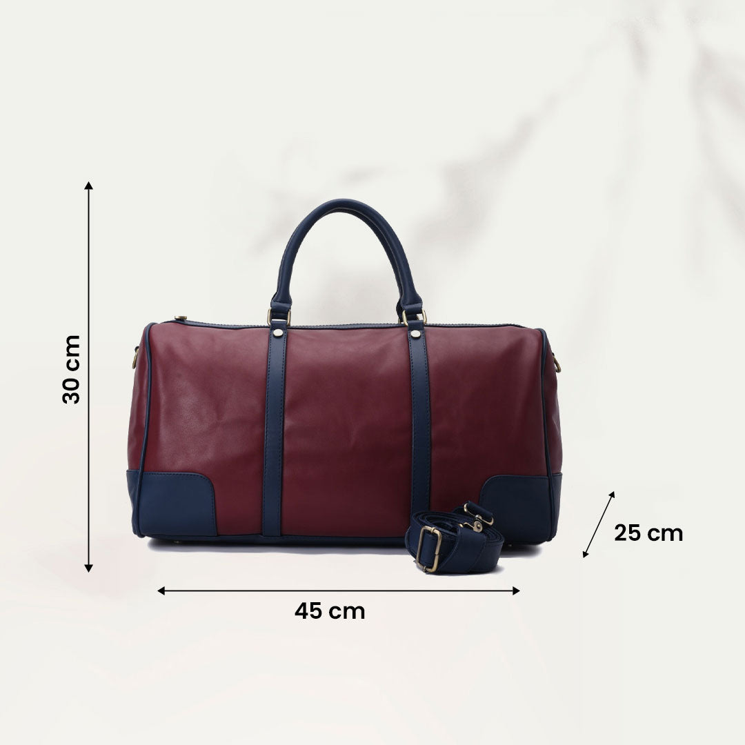 Duffle Bag Leather Burgundy & Navy pavoegypt