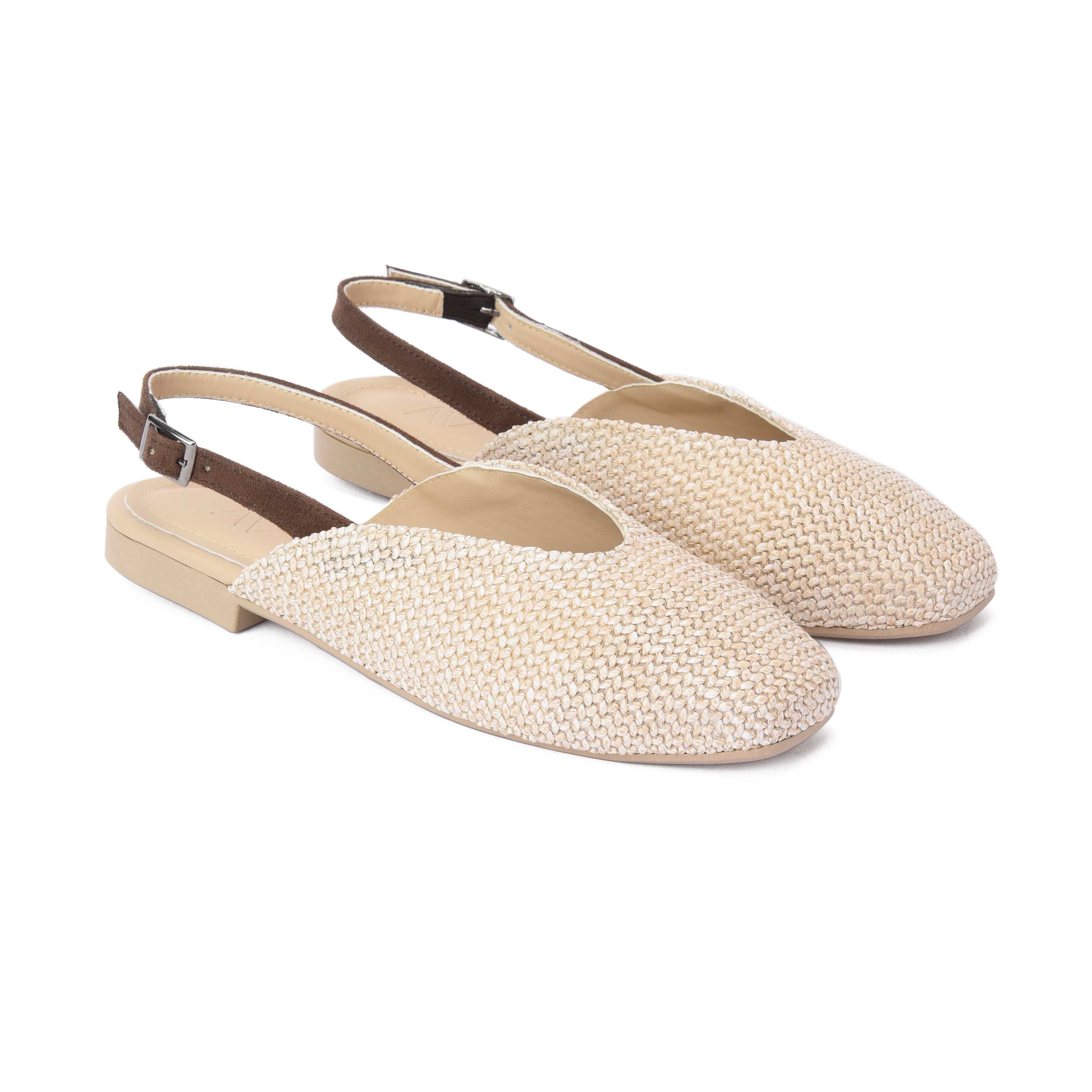 Beige Raffia Mule