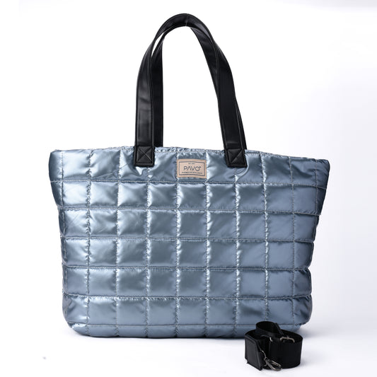 Large Blue metallic Tote Handbag