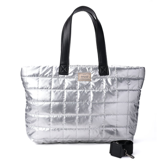 Large Silver Tote Bag Handbag