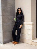 Black cropped wide leg Jeans - PAVO Egypt