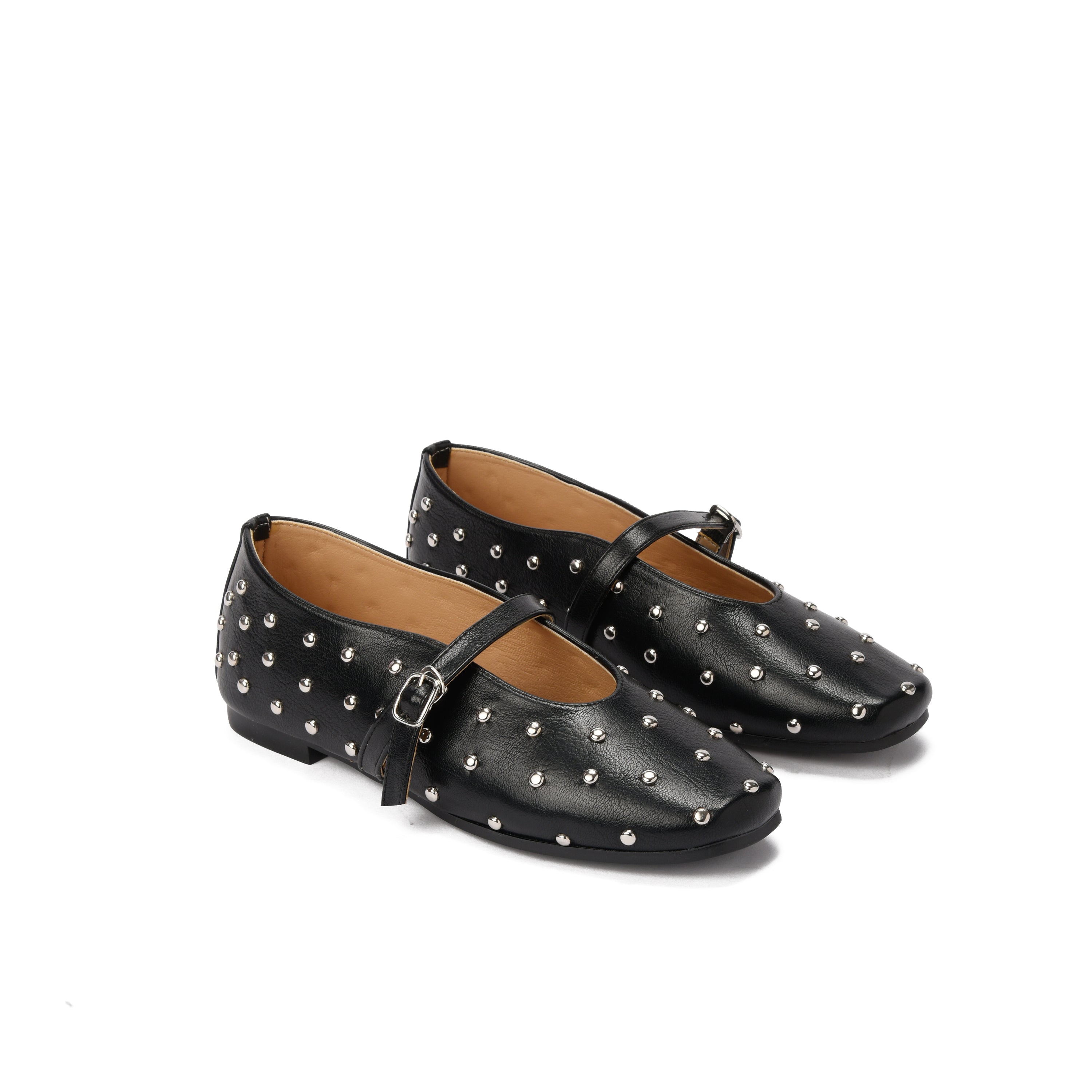 Black Studded Ballerina