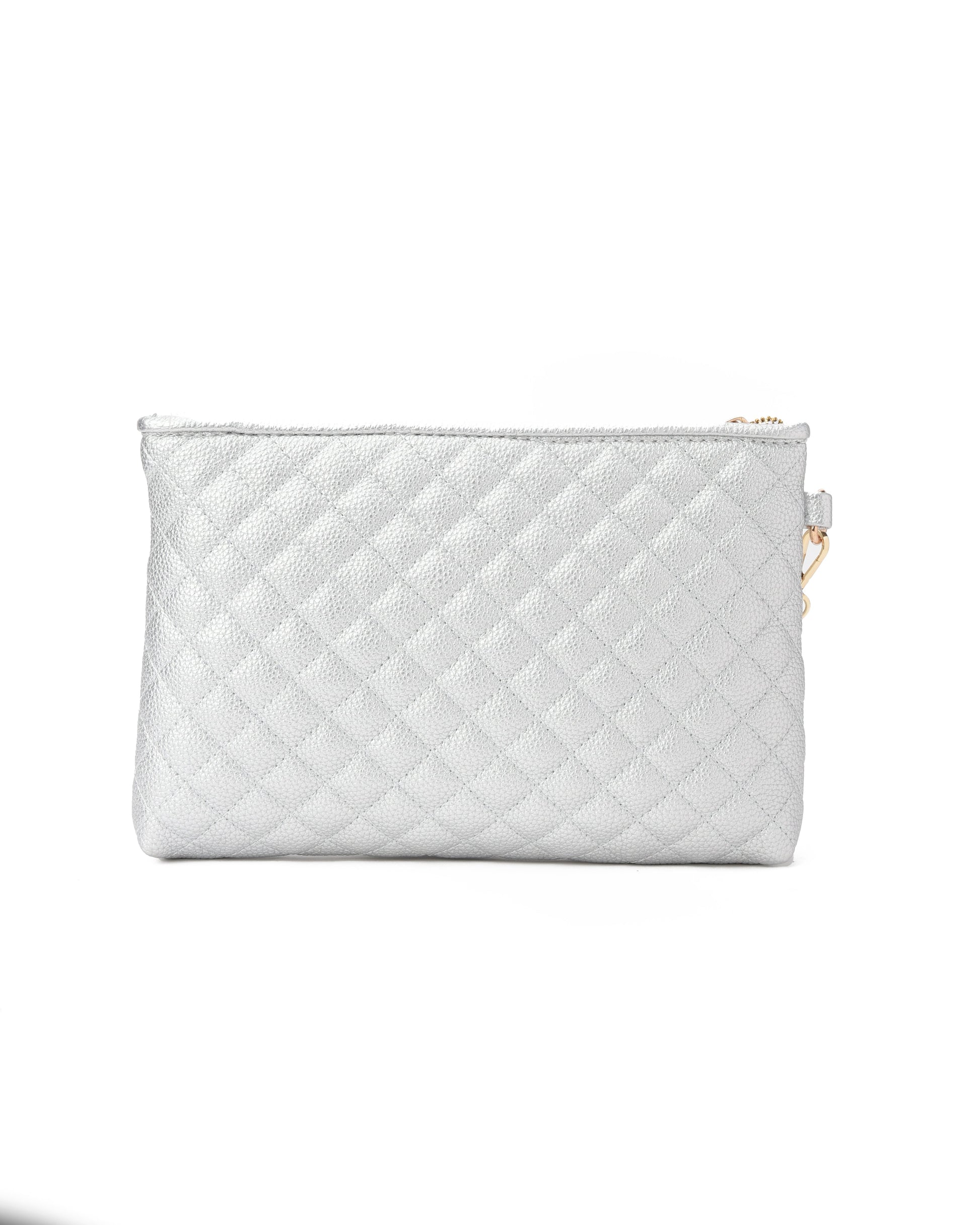 Silver Quilted Clutch pavoegypt