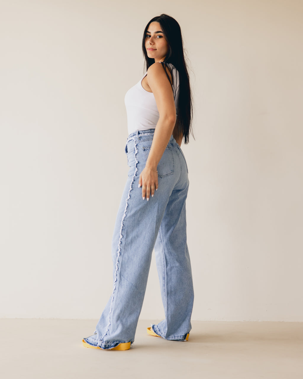 Blue Waist Fringe Jeans - PAVO Egypt