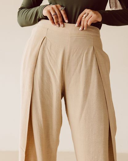 Beige wide leg pants