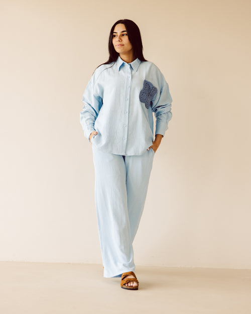 Baby blue Straight leg pants - PAVO Egypt