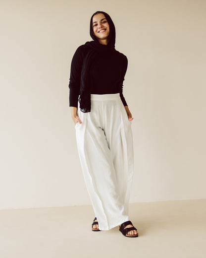 White wide leg pants