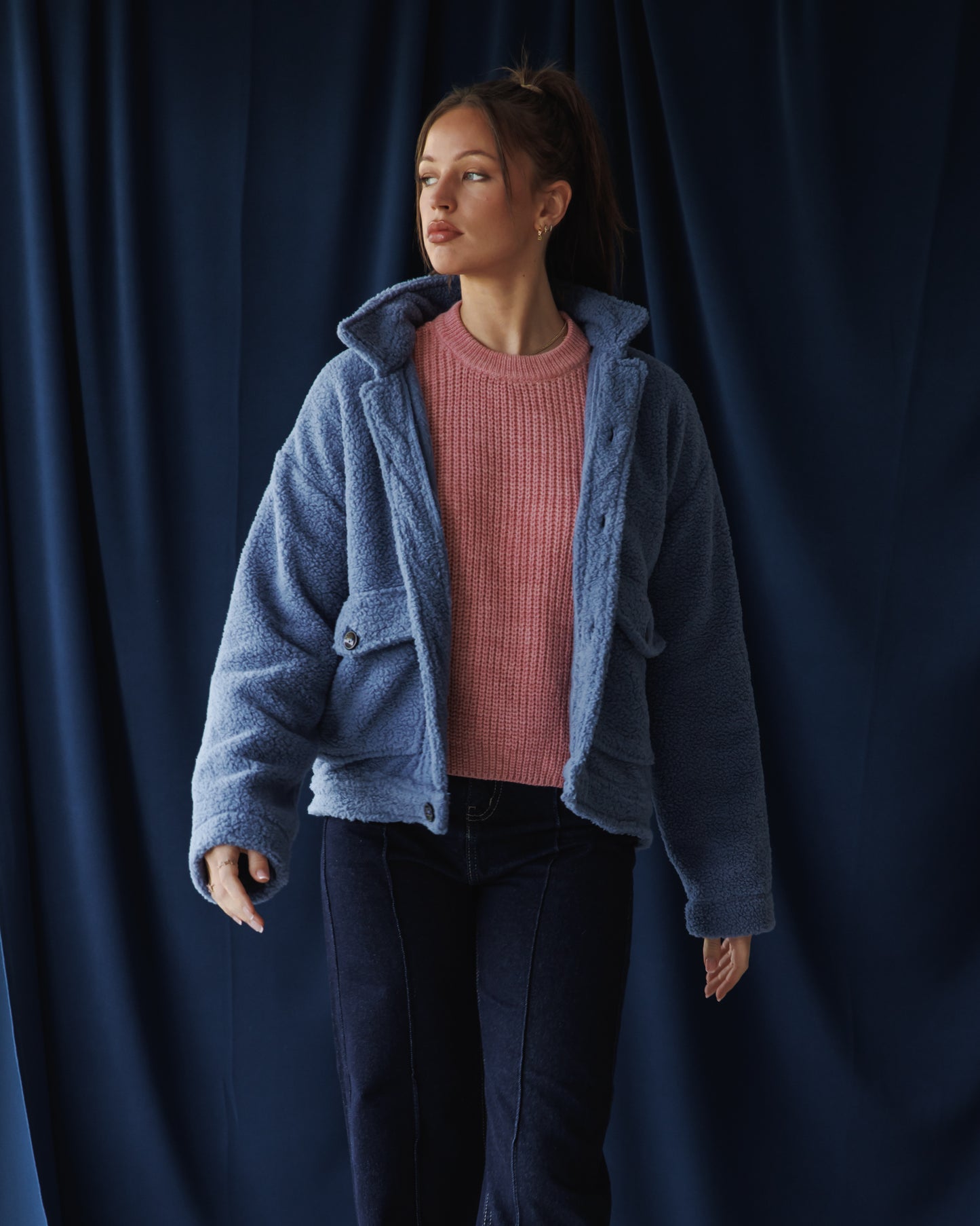 Camellia Baby blue Fur Jacket