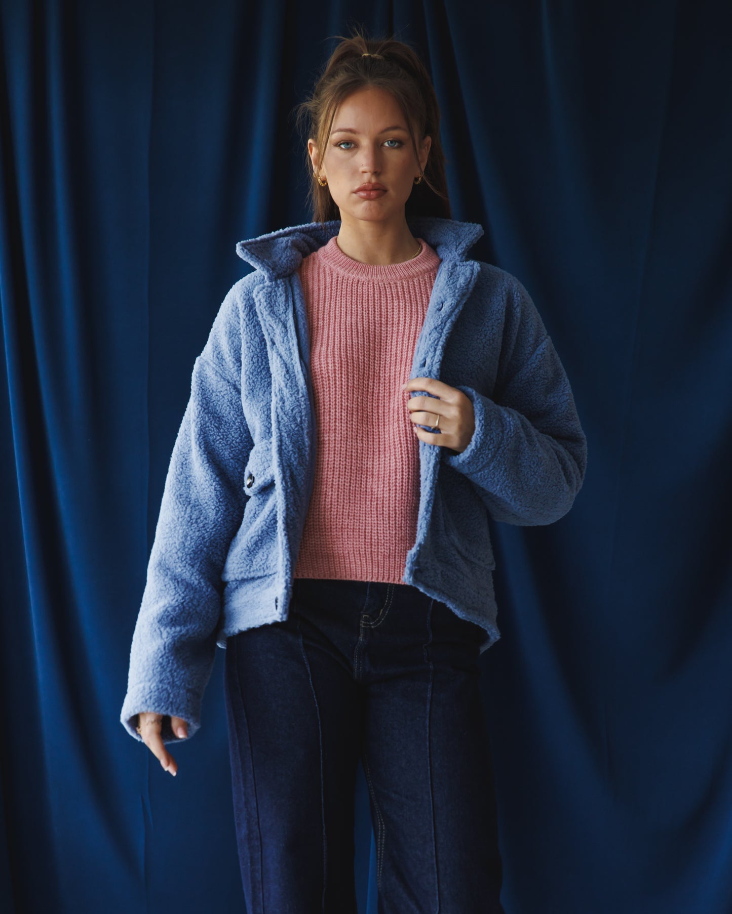 Camellia Baby blue Fur Jacket