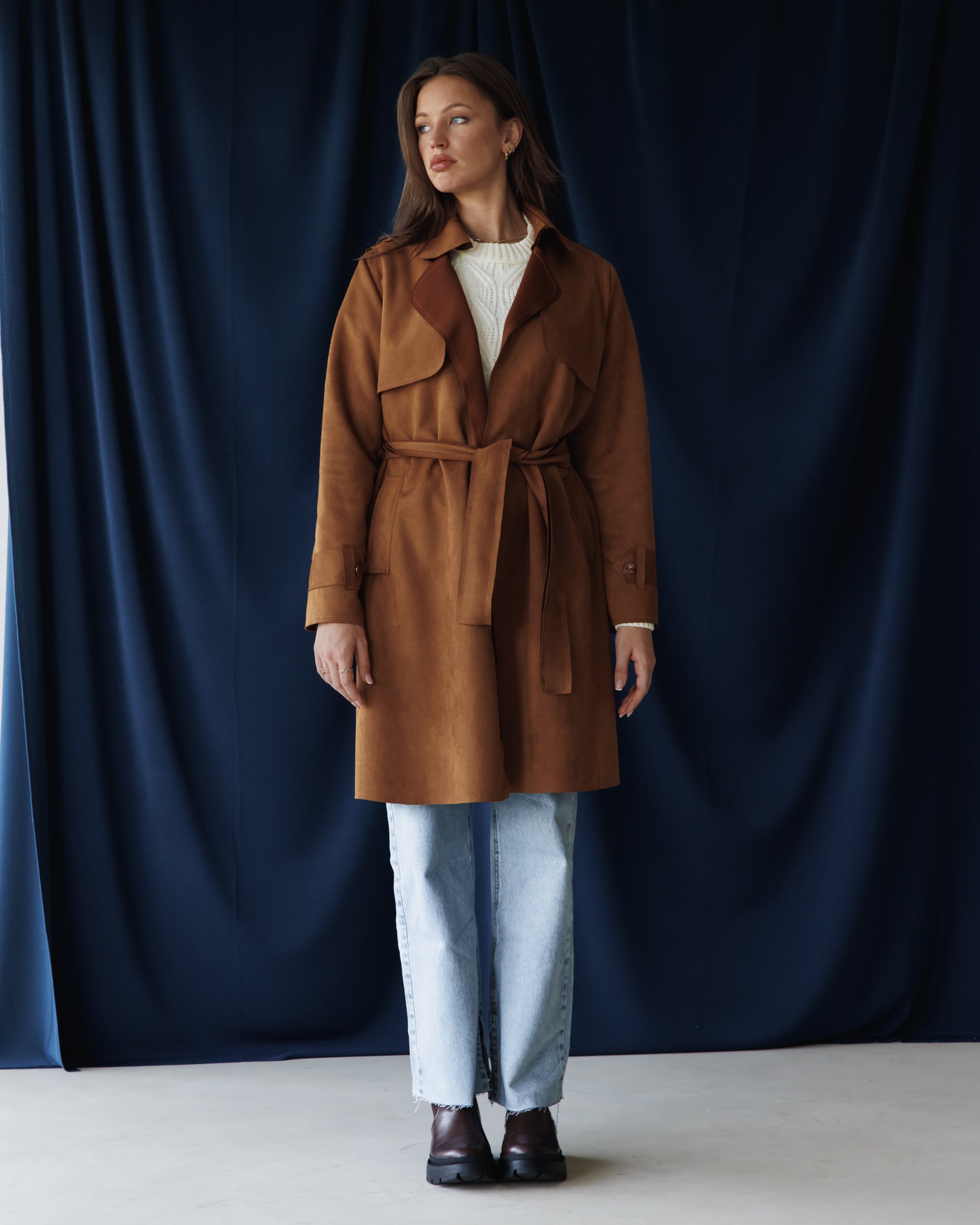Camel Suede Trench coat