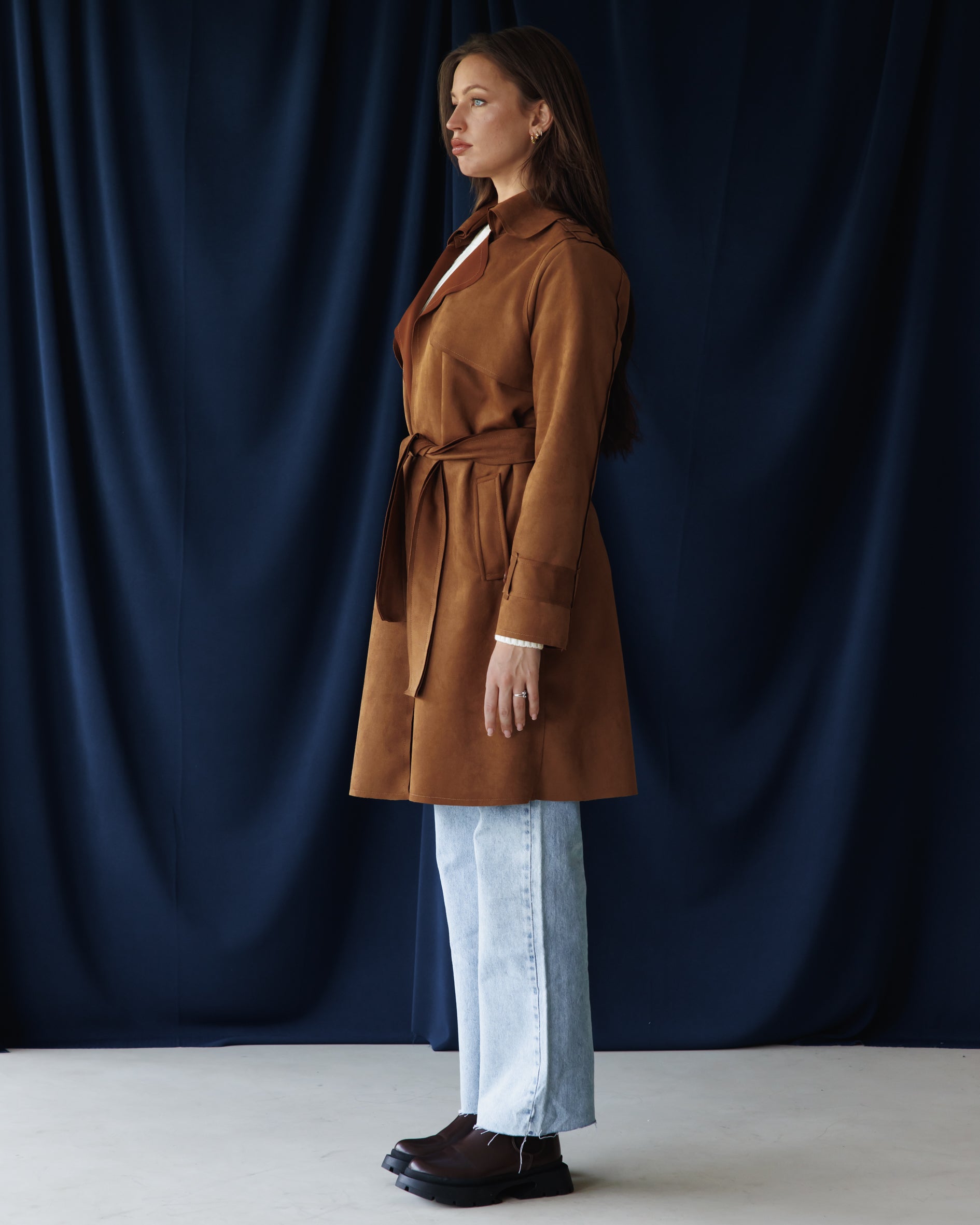Camel Suede Trench coat
