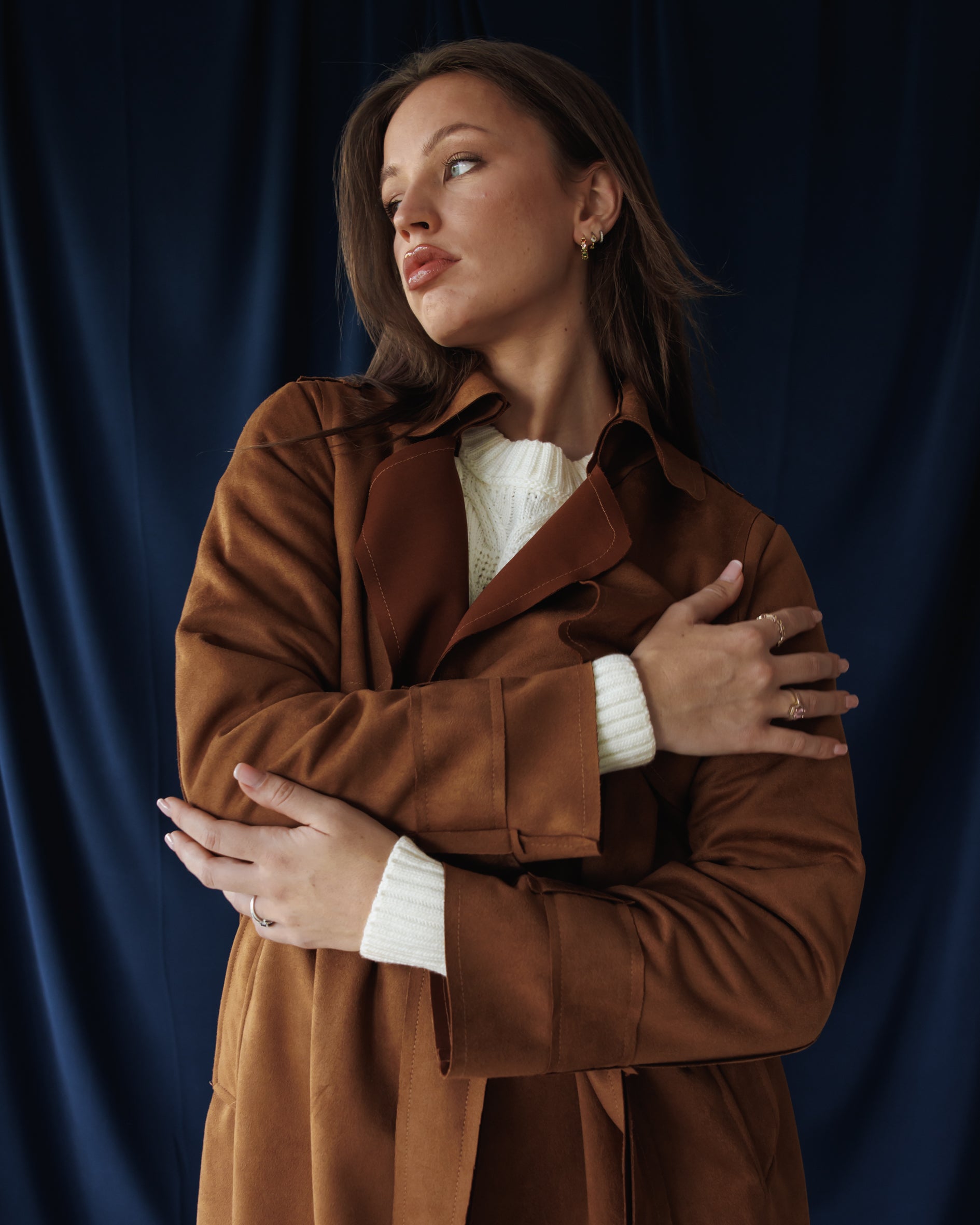 Camel Suede Trench coat