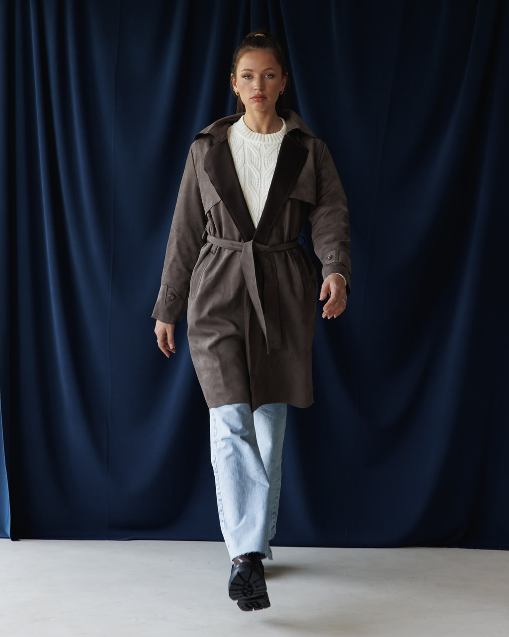 Grey Suede Trench coat