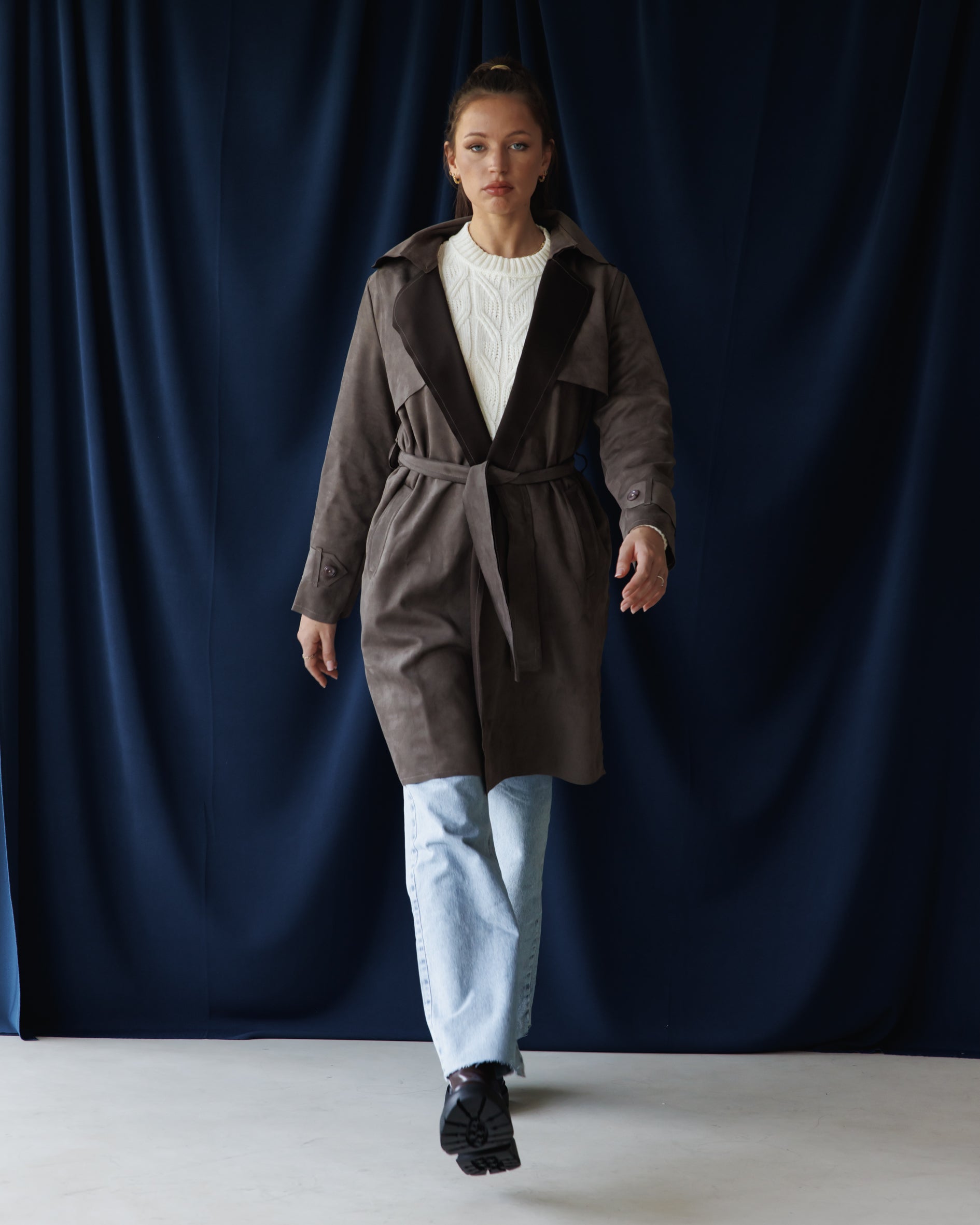 Grey Suede Trench coat