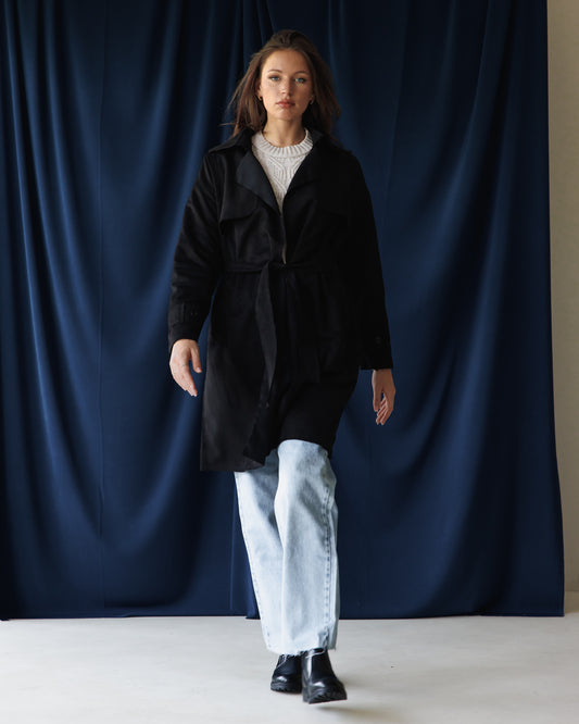 Black Suede Trench coat