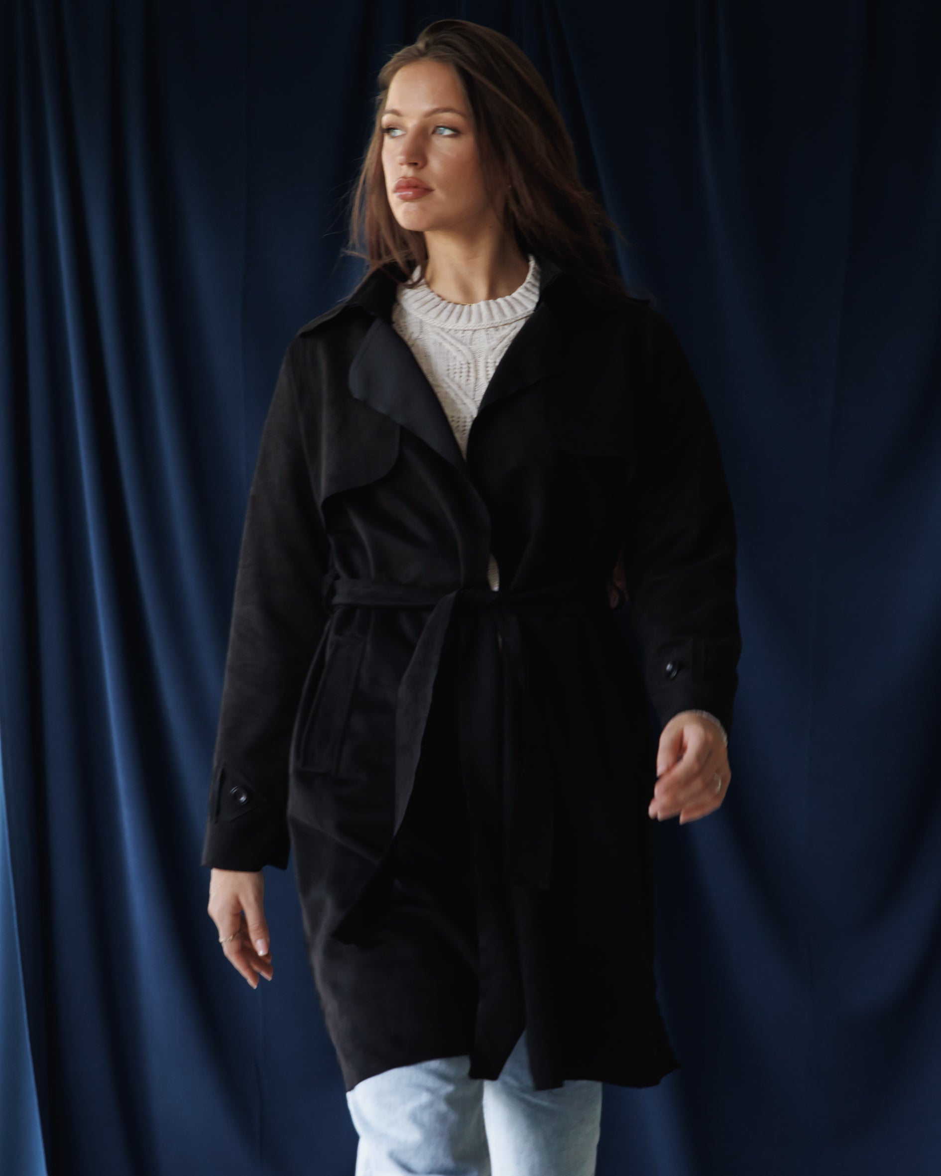 Black Suede Trench coat