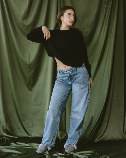 Dark blue Ballon jeans with Multi pockets