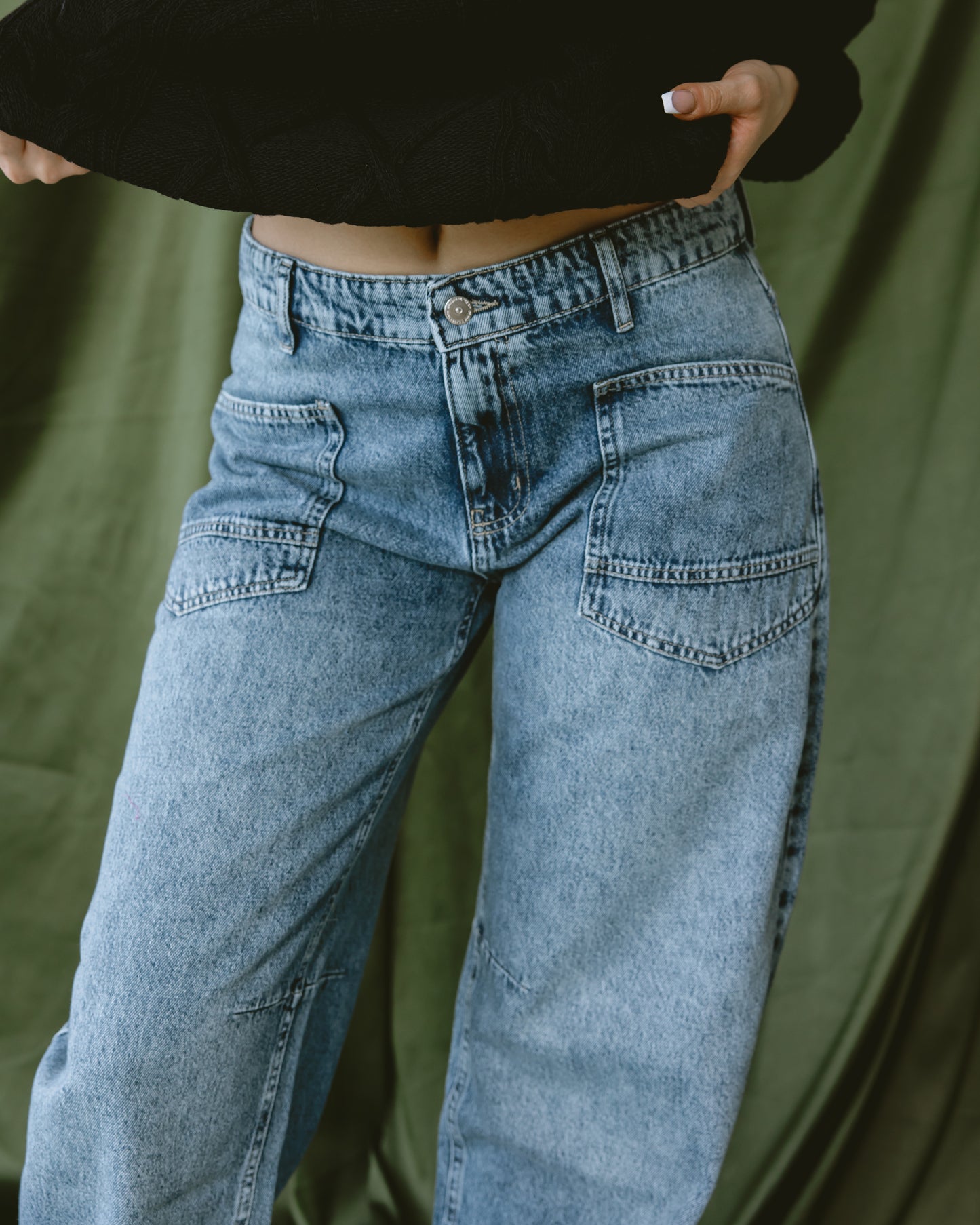 Dark blue Ballon jeans with Multi pockets