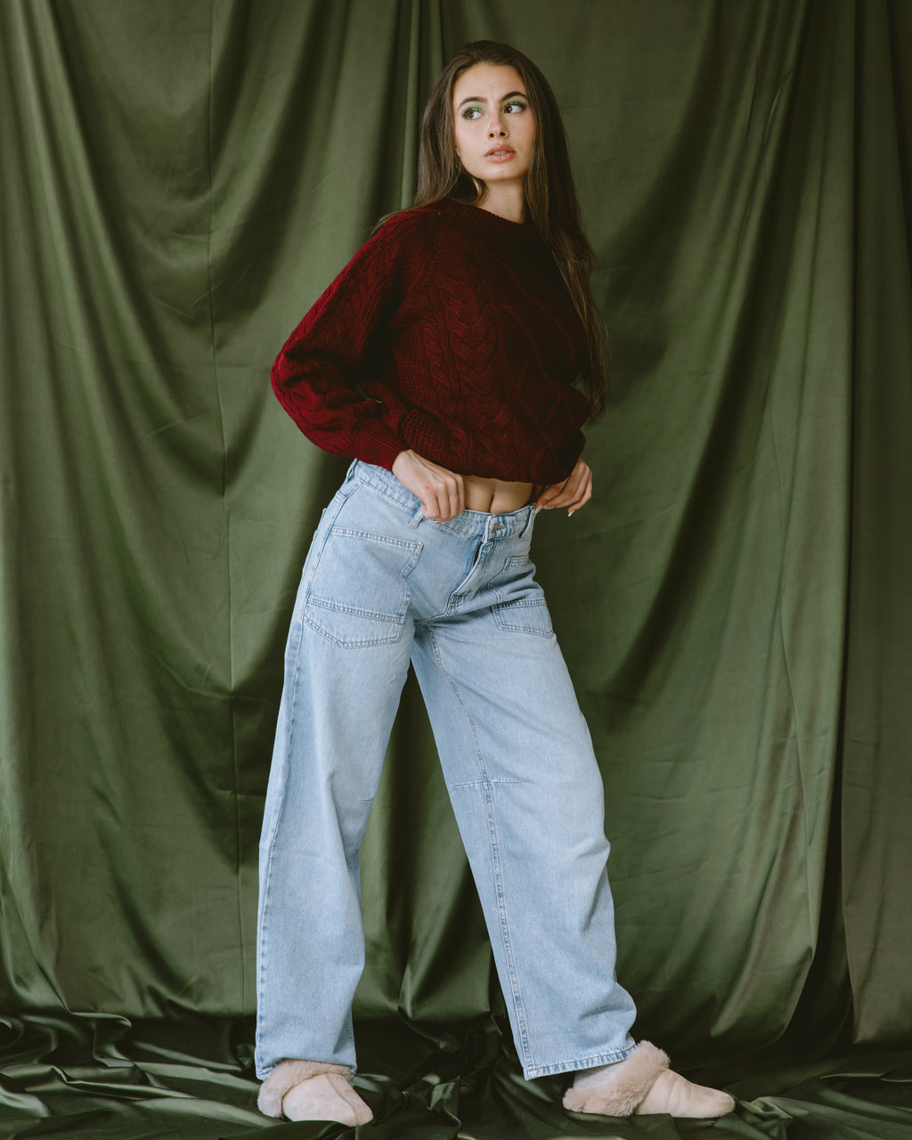 Light blue jeans ballon  with multi pockets - PAVO Egypt