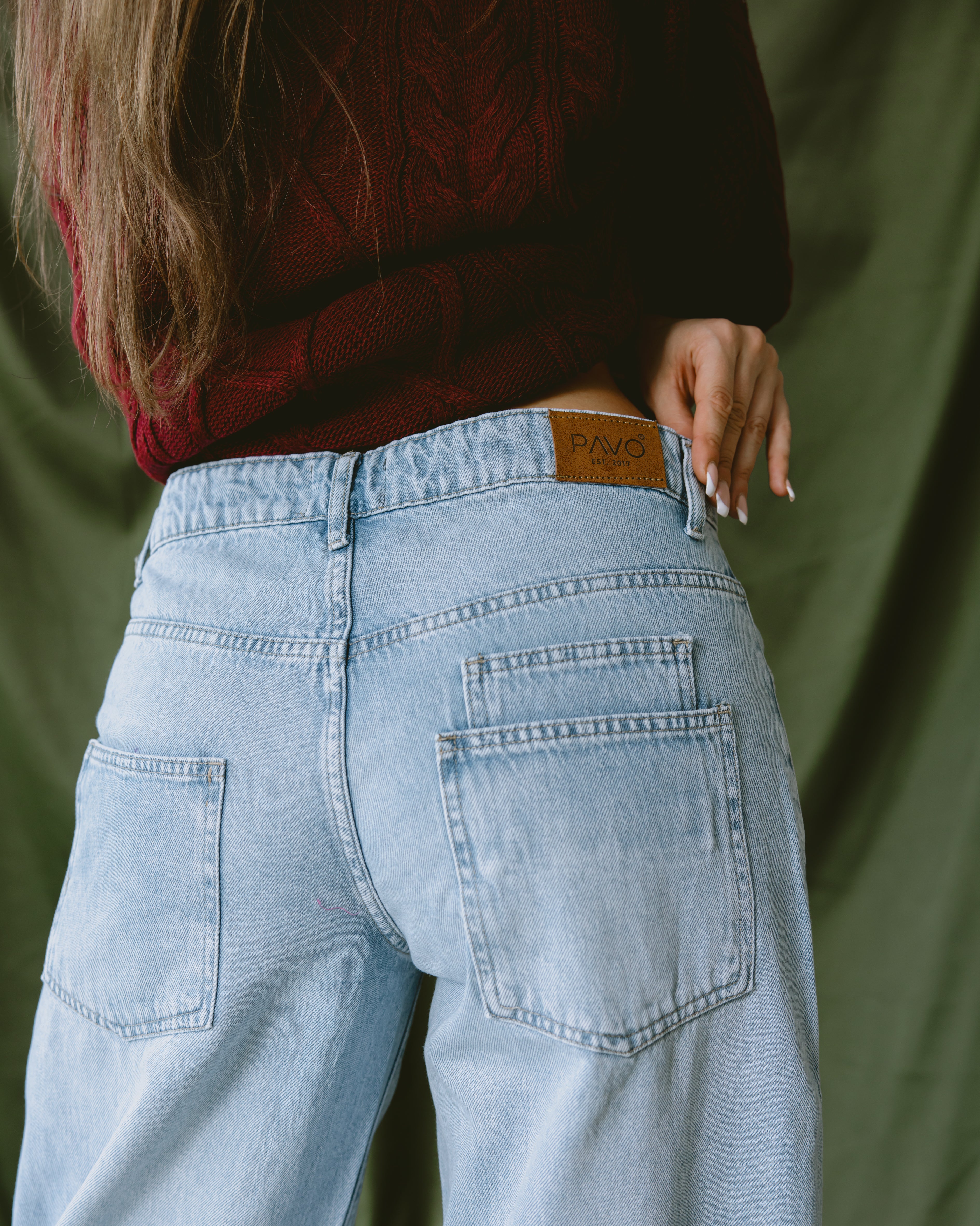 Light blue jeans ballon  with multi pockets - PAVO Egypt