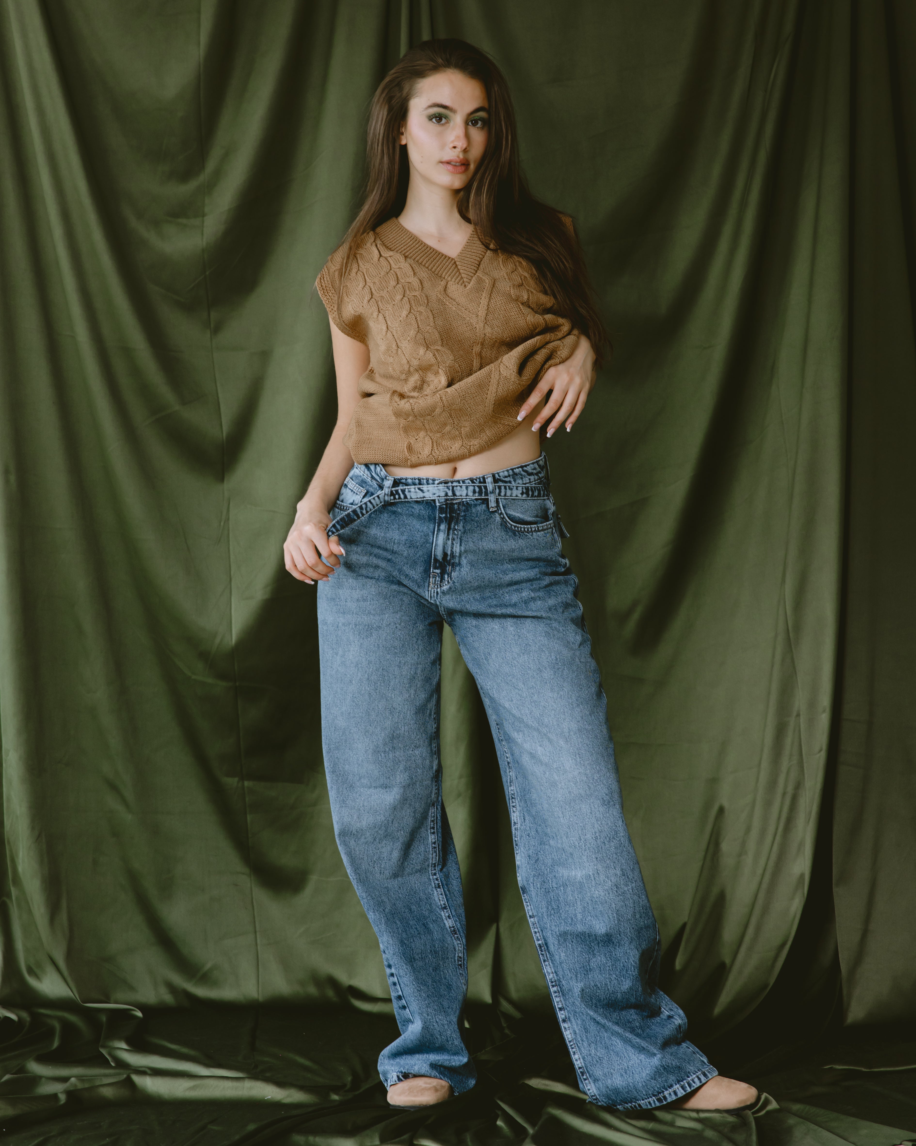 Dark blue Slim Belt jeans - PAVO Egypt