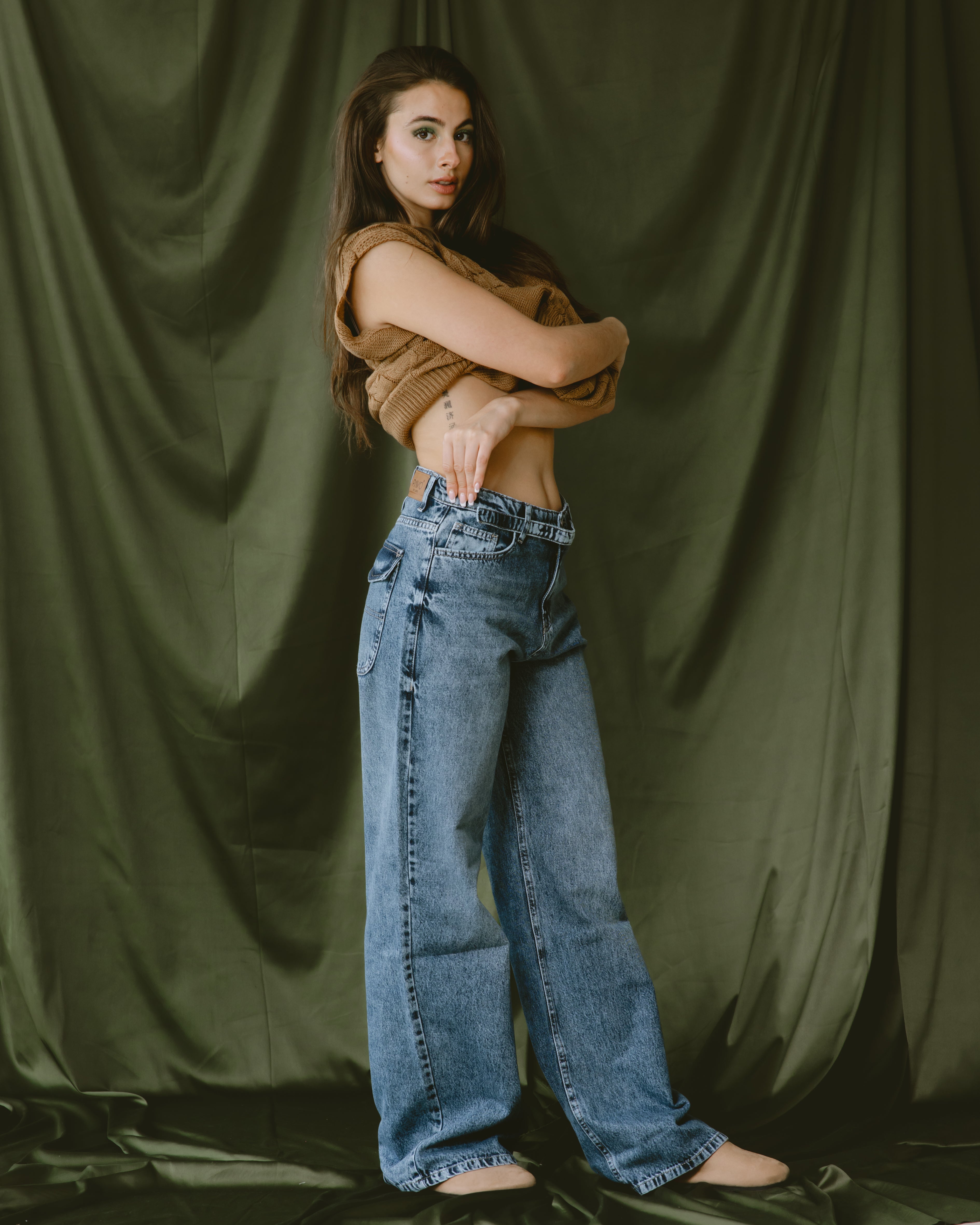 Dark blue Slim Belt jeans - PAVO Egypt